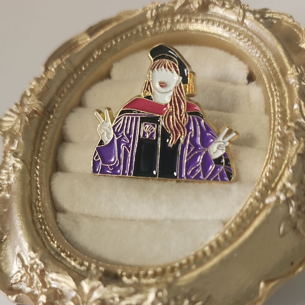 Gold and Purple Graduation Brooch